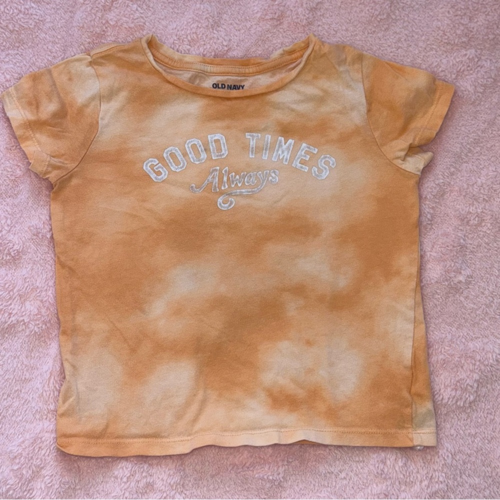 Old Navy Girls Size 6/7 Small Orange Tie Dye Good Times Short Sleeve Top